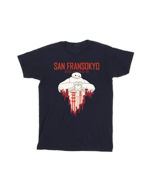 Disney Heren Big Hero 6 Baymax San Fransokyo Hart T-Shirt (Marineblauw)