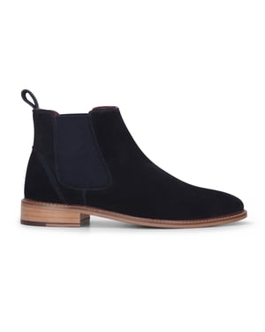 London Brogues Men's Navy Blue Suede Leather Slip-On Chelsea Ankle Boots