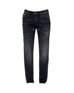 Diesel D-Strukt Black Destroyed Reinforced Denim Jeans