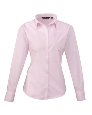 Premier Dames/Dames Popeline Blouse met Lange Mouwen (Roze)