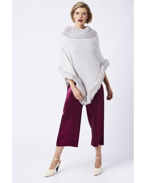  Faux Fur Trim Poncho