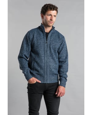 Light Blue Funnel Neck Zip-Through Cardigan