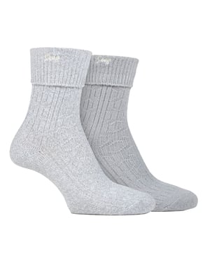 Ladies Turn Cuff Socks | Jeep | Walking Boot Socks Women, Comfortable Performance Polyester Socks - Slate / White