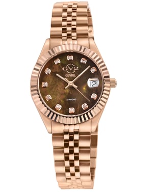 GV2 Naples 12401 Brown Dial Rose Gold Swiss Quartz Diamond Watch