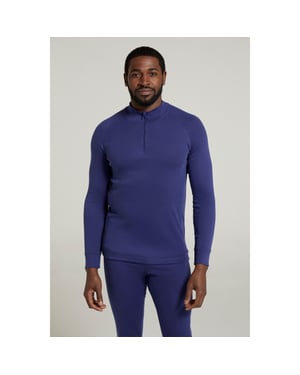 Mountain Warehouse Heren Talus Zip Neck Thermo Top met lange mouwen (Donkerblauw)