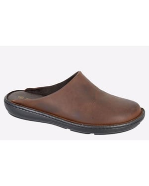 Roamers Kelvin Stitchdown Leather Mens Slippers
