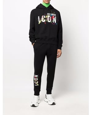 Dsquared2 Icon Splattered Hoodie Black