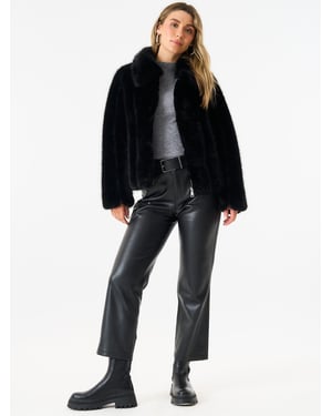 Zip Front Faux Fur Short Jacket