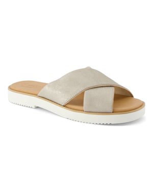 TOMS Mae Crossover läder sandaler för kvinnor i champagne