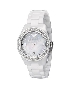 Emporio Armani AR1426 Vit Ceramica-klocka för damer