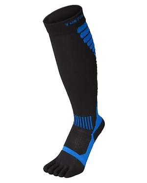 TOETOE - Mens & Ladies Moisture Wicking Sports Compression Knee High Toe Socks - Black & Blue