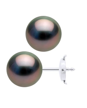 Oorbellen - Witte Goud 375 - Echte Gecultiveerde Tahiti Parel Ronde 9-10 mm