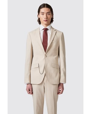Looten Slim Fit Beige Linen Jacket