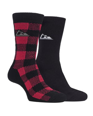 Storm Bloc - 2 Pairs Mens Thick Cushioned Patterned Winter Warm Thermal Boot Socks for Hiking - SBMS037BLK