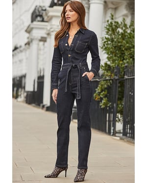 Dark Indigo Relaxed Fit Denim Jumpsuit