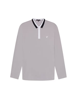 D-Rock Mens Polo Shirt with Dual-Stripe Collar Long Sleeve