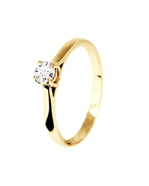 Solitaire Diamond 0,20 Cts 4 Claws Geel Goud 18 Karaat