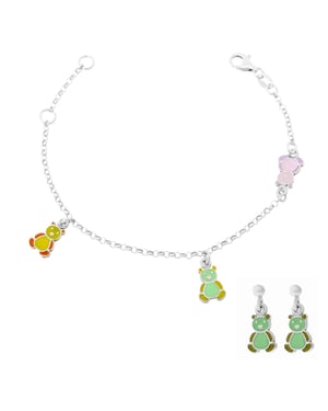 Orphelia 'Bear' Child's 925 Sterling Silver Set: Bracelet + Earrings - Silver SET-7140/GR