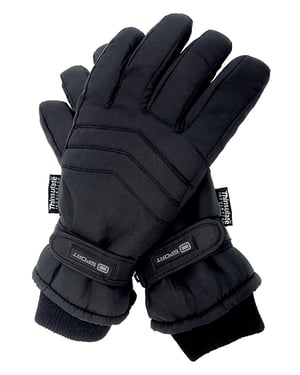Mens 3M Thinsulate 40 gram Thermal Insulated Waterproof Ski Gloves - Black