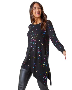 Longline Metallic Spot Asymmetric Jumper