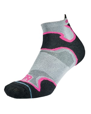 1000 Mile - Ladies Fusion Ankle Repreve Anti Blister Padded Socks - Silver / Pink