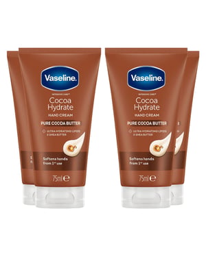 Vaseline Hand Cream Pure Cocoa Butter Hydrate 75ml, 4 Pack
