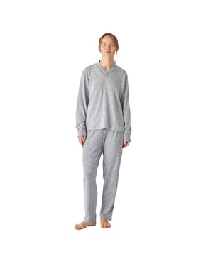 JJBEP1903 Långärmad pyjamas med V-hals för kvinnor