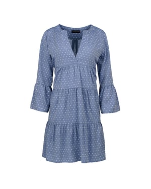 Denim jurk met geplooide naden