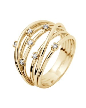 Ring Satelis Diamonds 0.140 Cts Yellow Gold