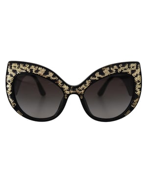 Dolce & Gabbana Zwart Goud Sequins Vlinder Gepolariseerde DG4326 Dames Zonnebril