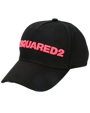 DSQUARED2 Rosa broderad logotyp, svart keps