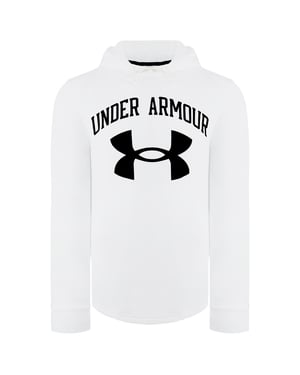 Under Armour Rival Terry Groot Logo Heren Witte Hoodie