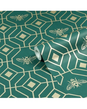 Bee Deco Gold Geometric Foil Wallpaper