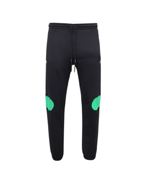 Gebroken witte groene Diag Outline Design zwarte joggingbroek met manchetten