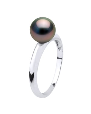 Ring Echte Gecultiveerde Tahiti Parel Rond 7,5-8 mm - Wit Goud