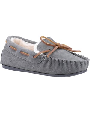 Hush Puppies Childrens/Kids Addison Suede Slippers (Grey)