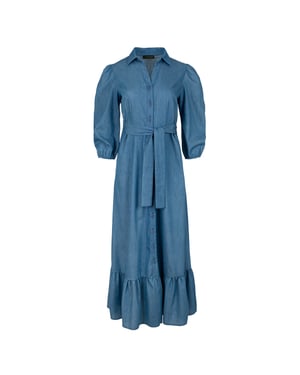 Jurk in denimstijl met ruches
