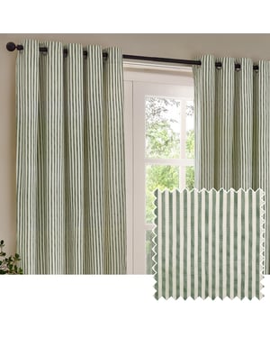 Yard Hebden Striped Cotton Eyelet Curtains