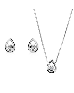 Orphelia 'Ellie' Women's 925 Sterling Silver Set: Necklace + Earrings - Silver SET-7485