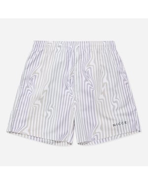 Nicce Strata Mens White/Lilac Swim Shorts