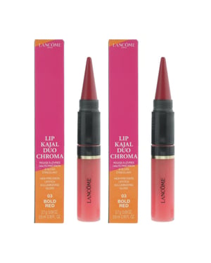 Lancome Chroma Lip Kajal Duo Chroma Lipstick 2.7g & Gloss 5.6ml 03 Bold Red x 2