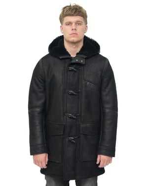 Herr vinter fårskinn läder huva Duffle Coat-Montpellier