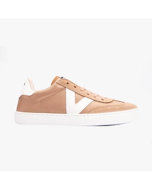 BERLIN SPLIT LEATHER & NYLON Womens Trainers Taupe