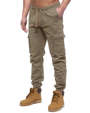 Enzo | Heren Cargo Jogger Jeans - Beige