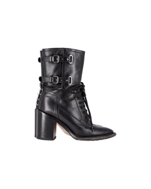 Valentino Garavani Rockstud Dubbelgesp Hakken in Zwart Leer