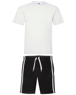 Enzo | Mens T-Shirt & Shorts Loungewear Set - White/Black