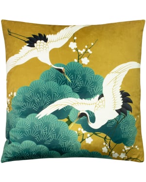 Paoletti Kensho Japanese Nature-Inspired Velvet Cushion Cover