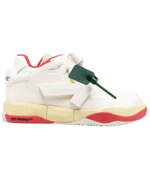 Gebroken witte lage puzzel Couture witte sneakers