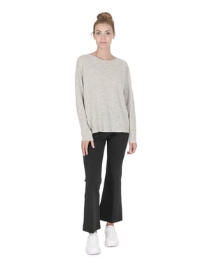 Crown Of Edinburgh Cashmere Womens Oversize Boat Neck Sweater Coe 008 Grey Melange