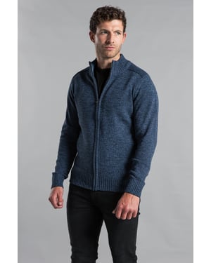 Navy Recycled Cotton Blend Zip-Through Cardigan